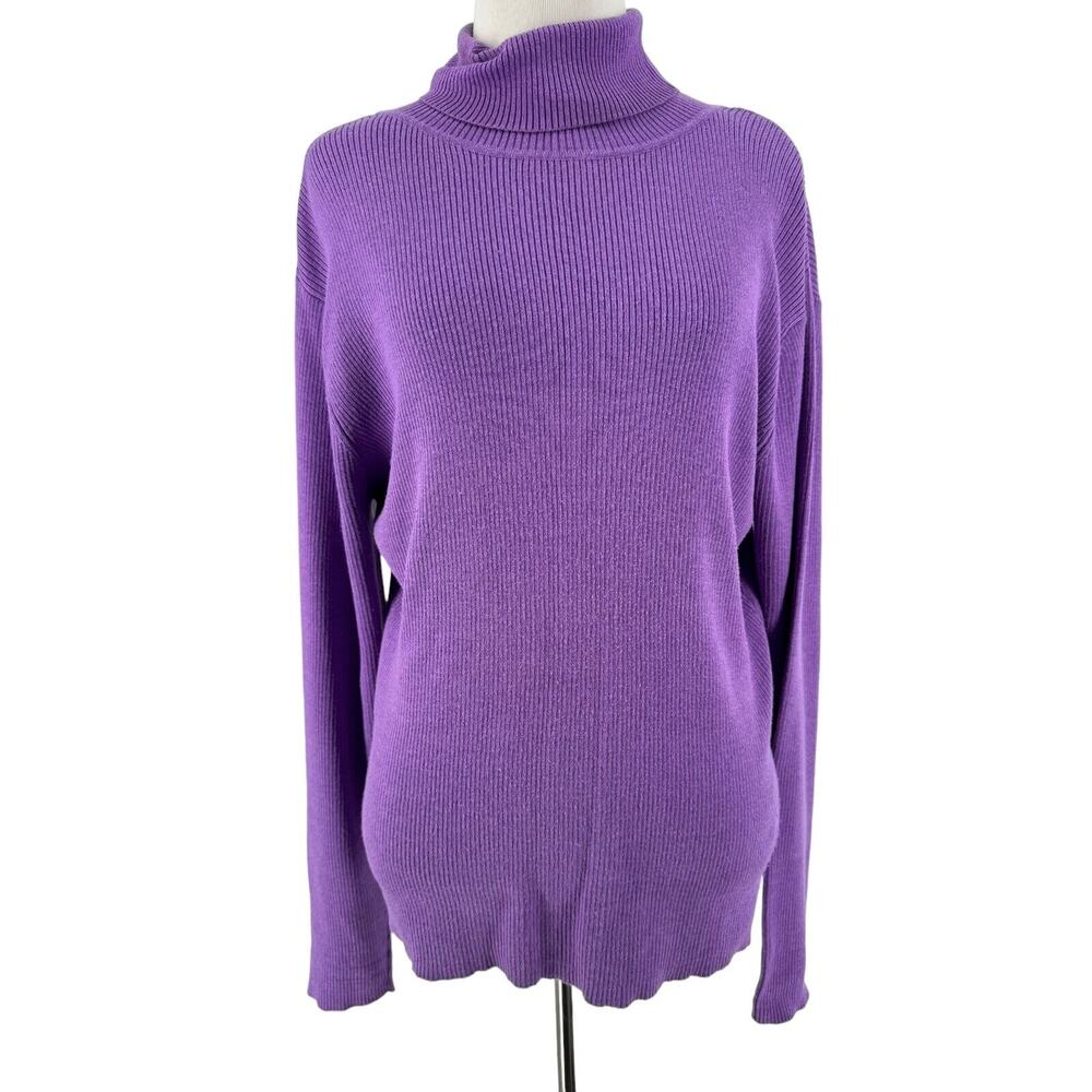 Bianca‎ Nygard Women's Purple Silk Turtleneck Long Sleeve Sweater Size Medium